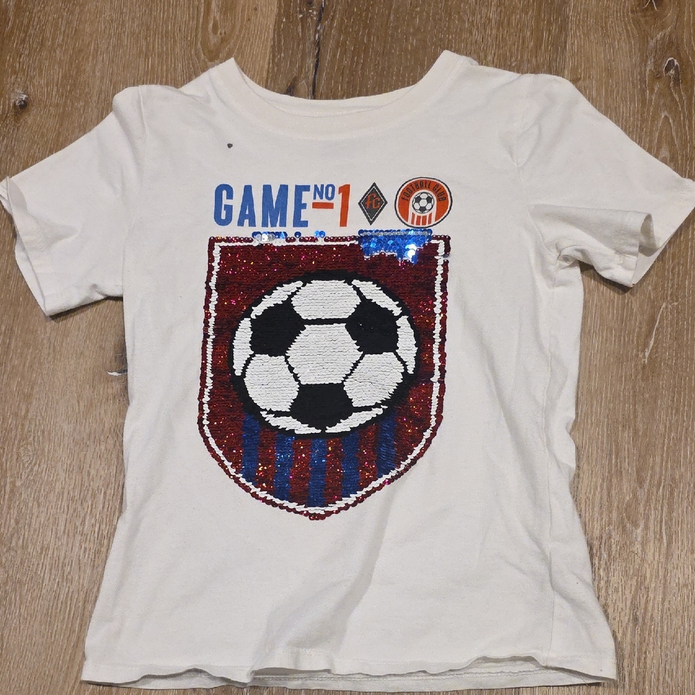 H&M White Soccer Shield T-Shirt